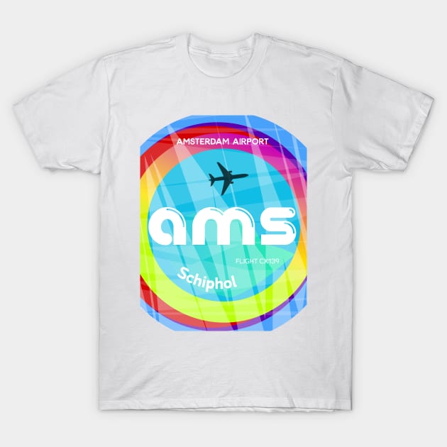 AMS Amsterdam airport code T-Shirt by Woohoo